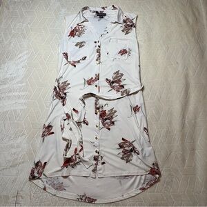 Floral Sleeveless Button-Down Dress